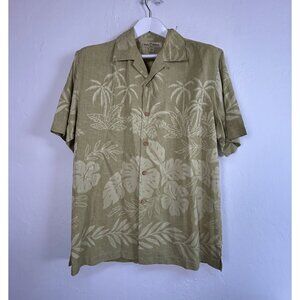 Tommy Bahama Mens Green Palm Floral Hawaiian 100% Silk Shirt Small Button Up